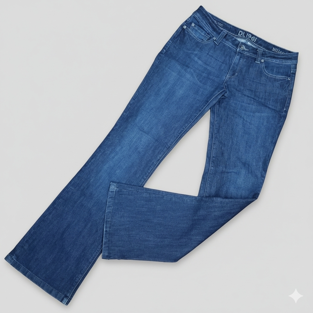 DL1961 30/L Tall Jeans Milano Dark Wash Stretch Blue Cotton Denim Pocket Boot